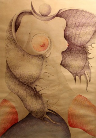 Pod hladinou, 2009, komb. technika, 102 x 78 cm